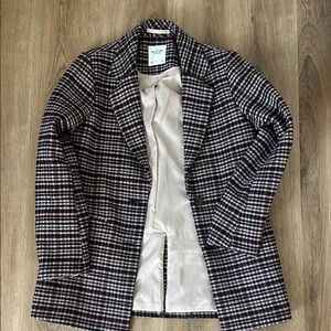 Abercrombie & Fitch Plaid Blazer - Black, White, Red